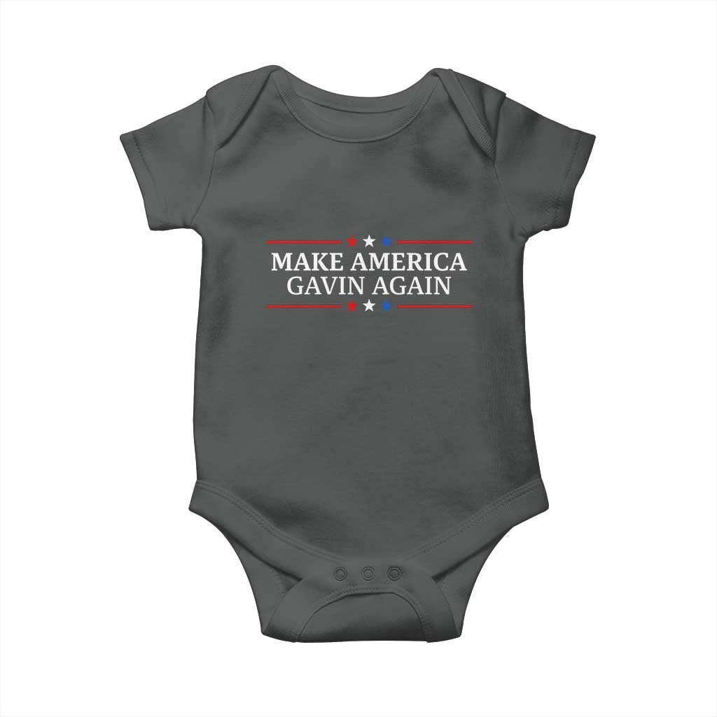 Make America Gavin Again Baby Onesie Gavin Newsom Support Stars And Stripes TS11 Dark Heather Print Your Wear