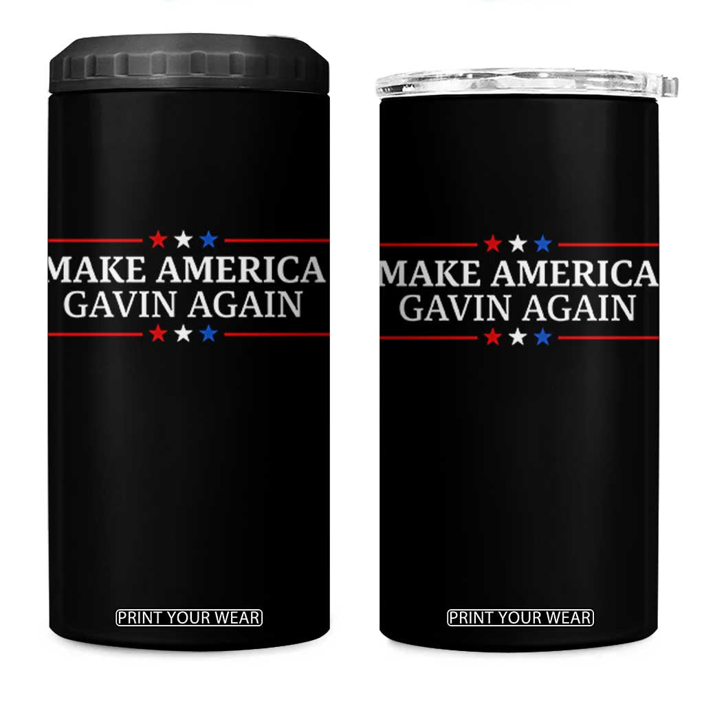 Make America Gavin Again 4 in 1 Can Cooler Tumbler Gavin Newsom Support Stars And Stripes TS11 One Size: 16 oz Black Print Your Wear