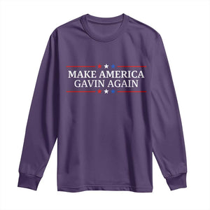 Make America Gavin Again Long Sleeve Shirt Gavin Newsom Support Stars And Stripes TS11 Purple Print Your Wear