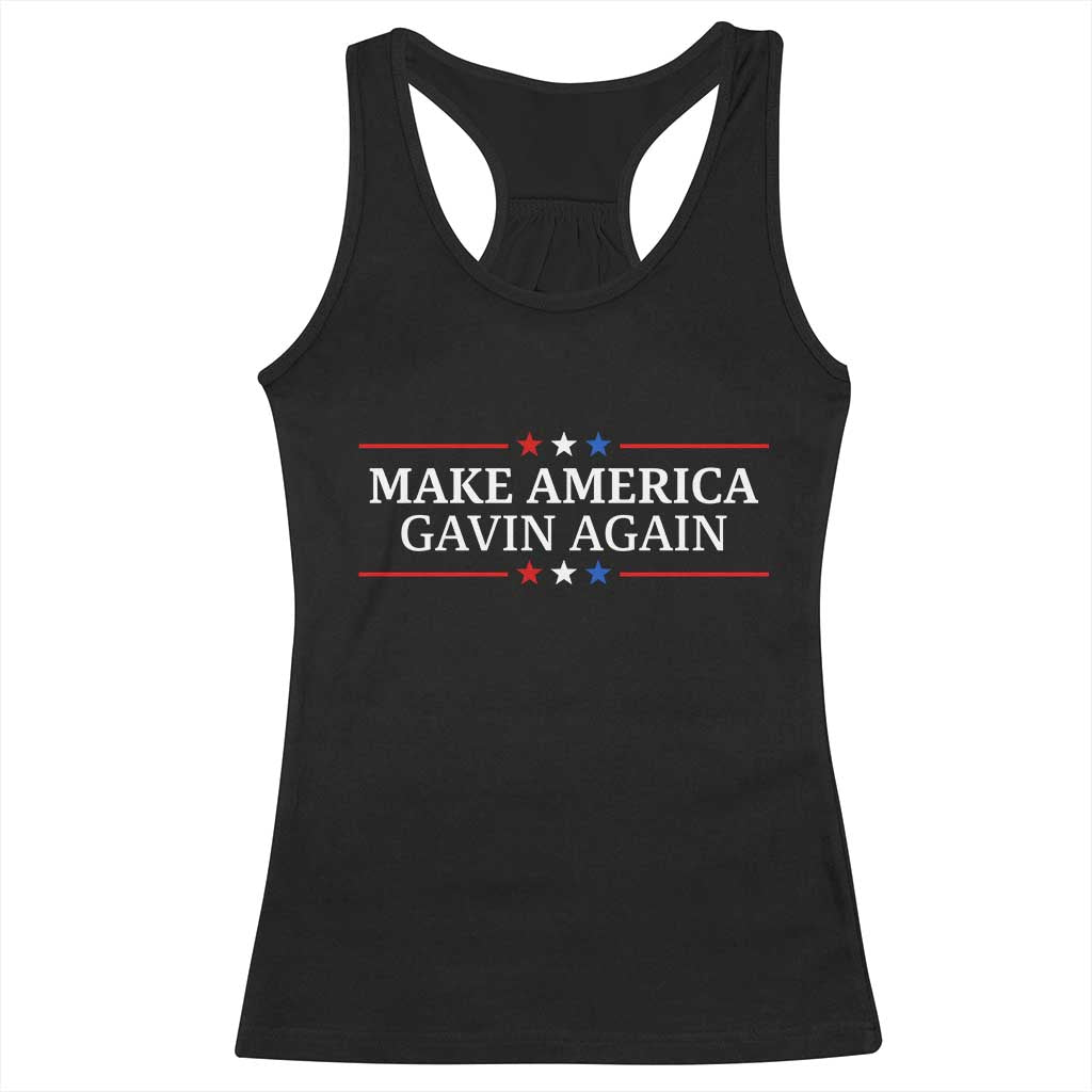 Make America Gavin Again Racerback Tank Top Gavin Newsom Support Stars And Stripes TS11 Black Print Your Wear