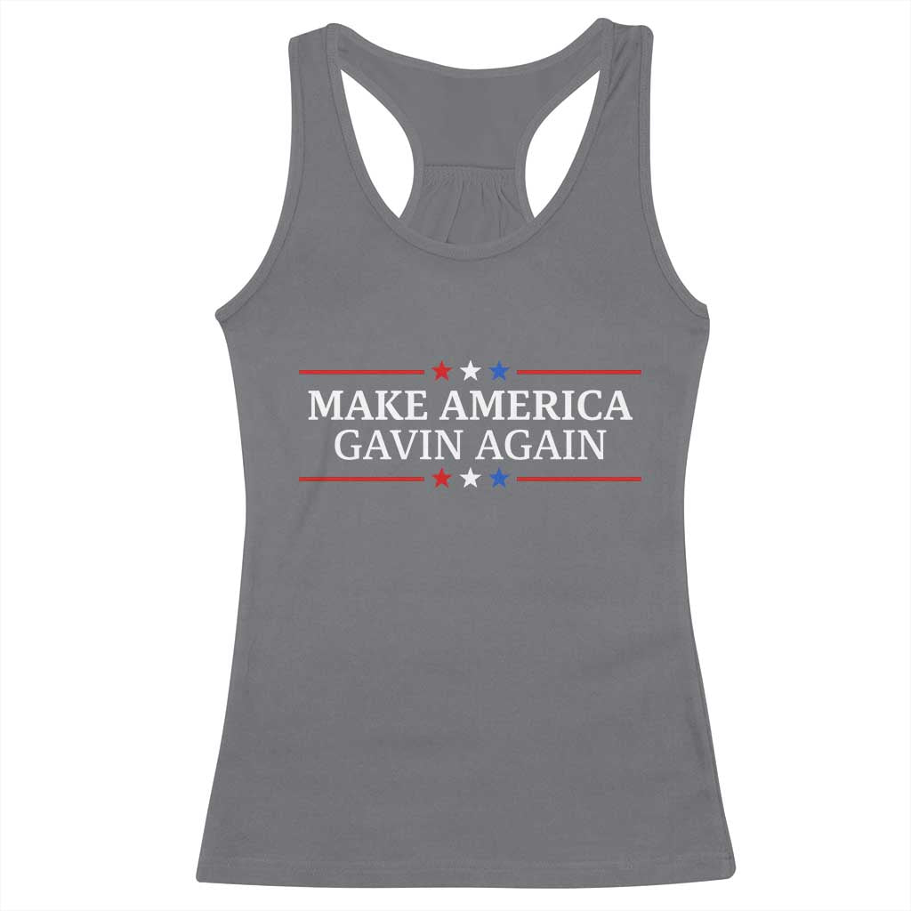 Make America Gavin Again Racerback Tank Top Gavin Newsom Support Stars And Stripes TS11 Charcoal Print Your Wear