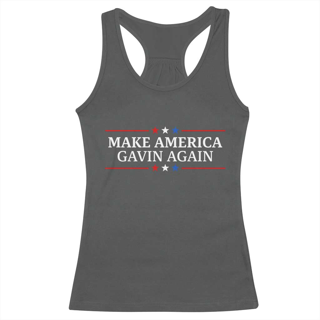 Make America Gavin Again Racerback Tank Top Gavin Newsom Support Stars And Stripes TS11 Dark Heather Print Your Wear