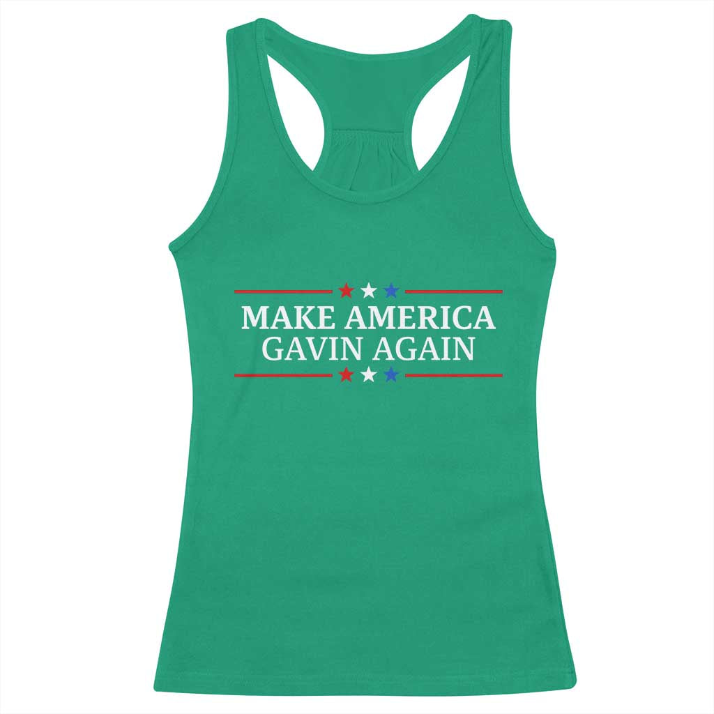 Make America Gavin Again Racerback Tank Top Gavin Newsom Support Stars And Stripes TS11 Irish Green Print Your Wear