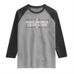 Make America Gavin Again Raglan Shirt Gavin Newsom Support Stars And Stripes TS11 Sport Gray Black Print Your Wear