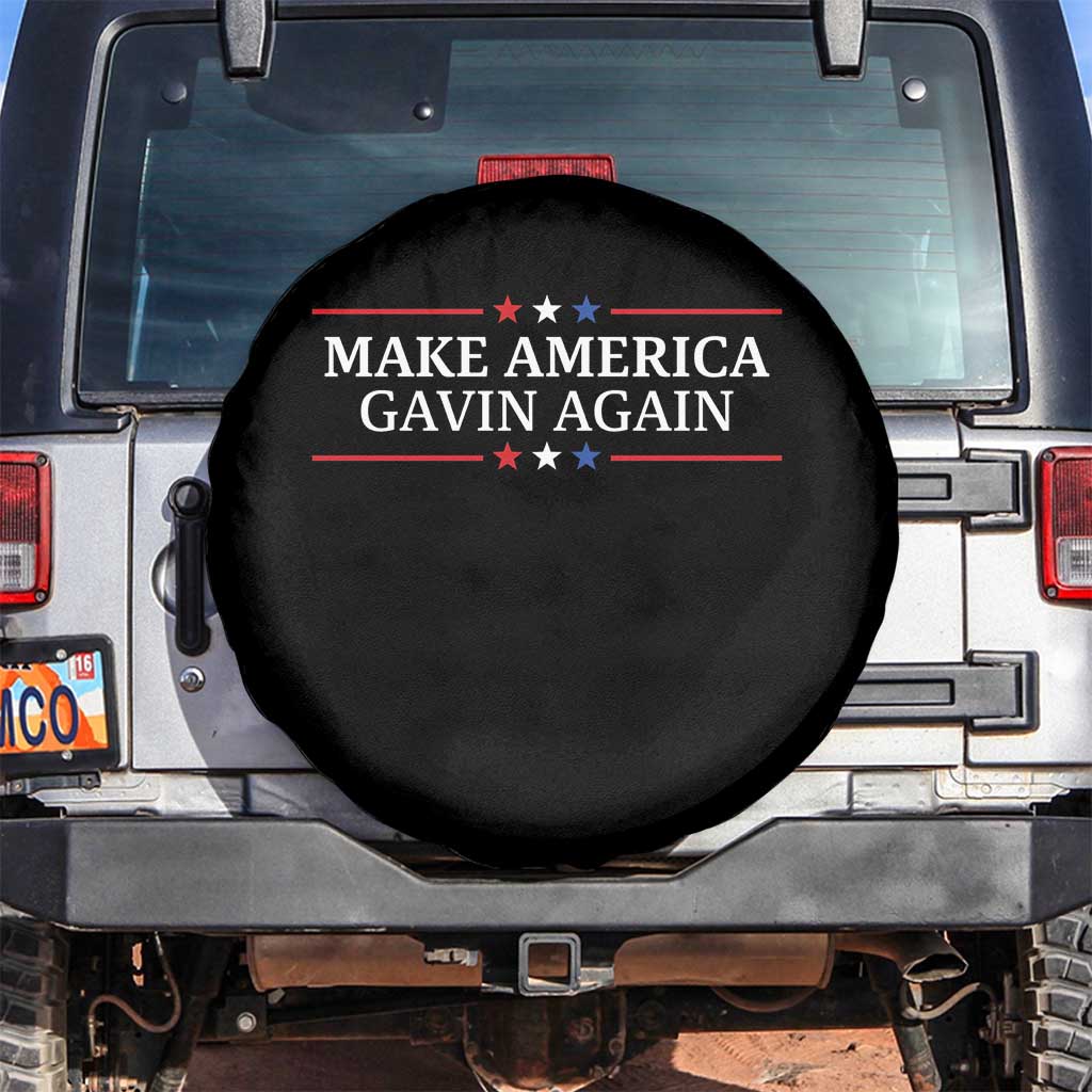 Make America Gavin Again Spare Tire Cover Gavin Newsom Support Stars And Stripes TS11 No hole Black Print Your Wear
