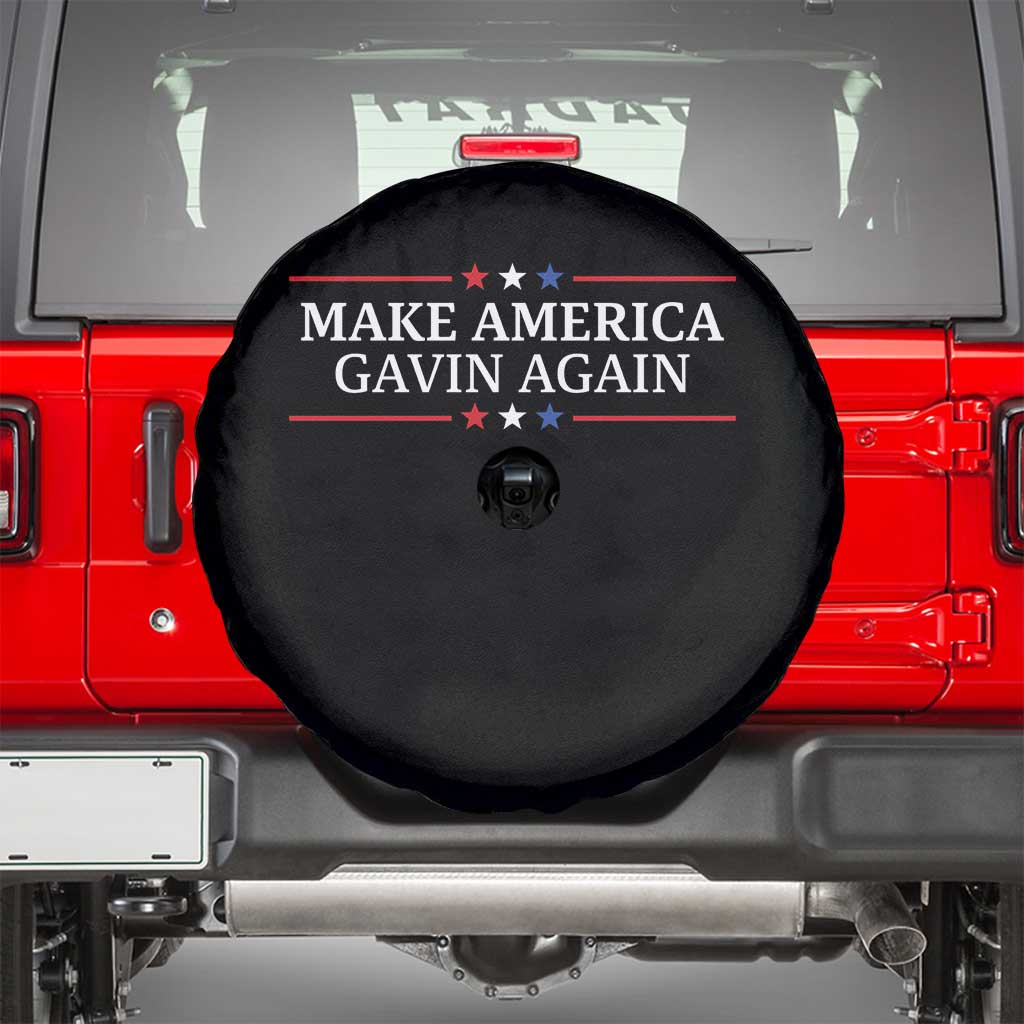 Make America Gavin Again Spare Tire Cover Gavin Newsom Support Stars And Stripes TS11 Black Print Your Wear