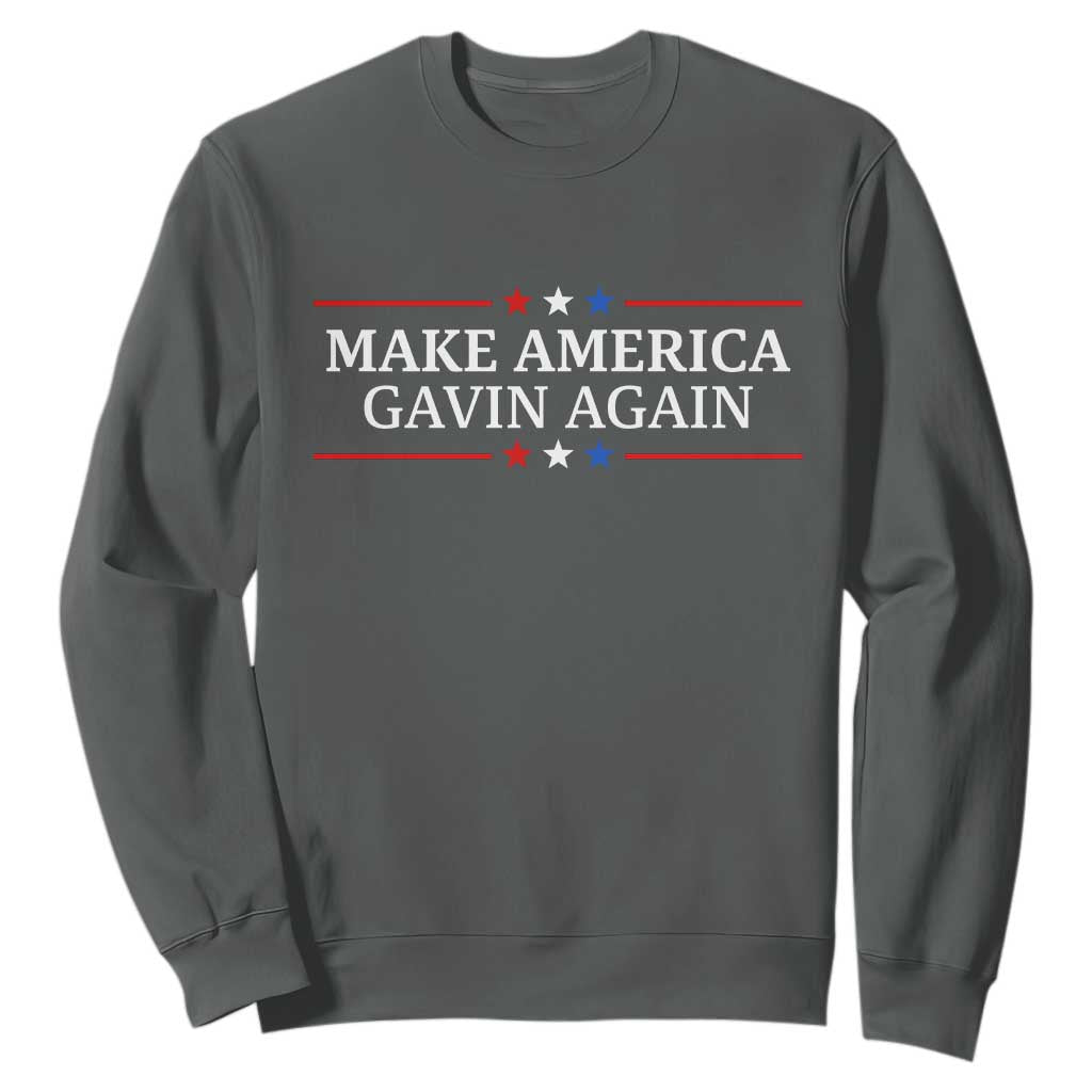 Make America Gavin Again Sweatshirt Gavin Newsom Support Stars And Stripes TS11 Dark Heather Print Your Wear