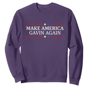 Make America Gavin Again Sweatshirt Gavin Newsom Support Stars And Stripes TS11 Purple Print Your Wear