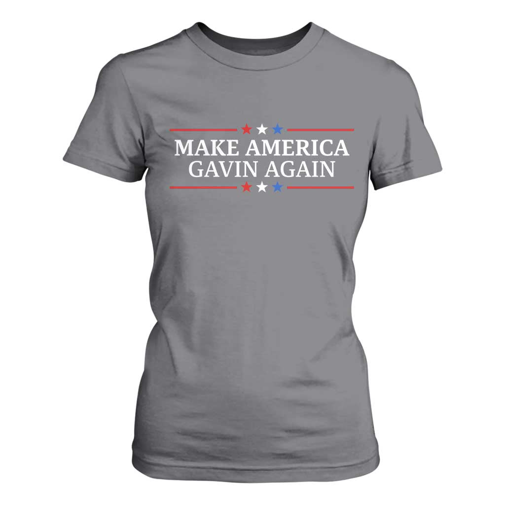 Make America Gavin Again T Shirt For Women Gavin Newsom Support Stars And Stripes TS11 Charcoal Print Your Wear