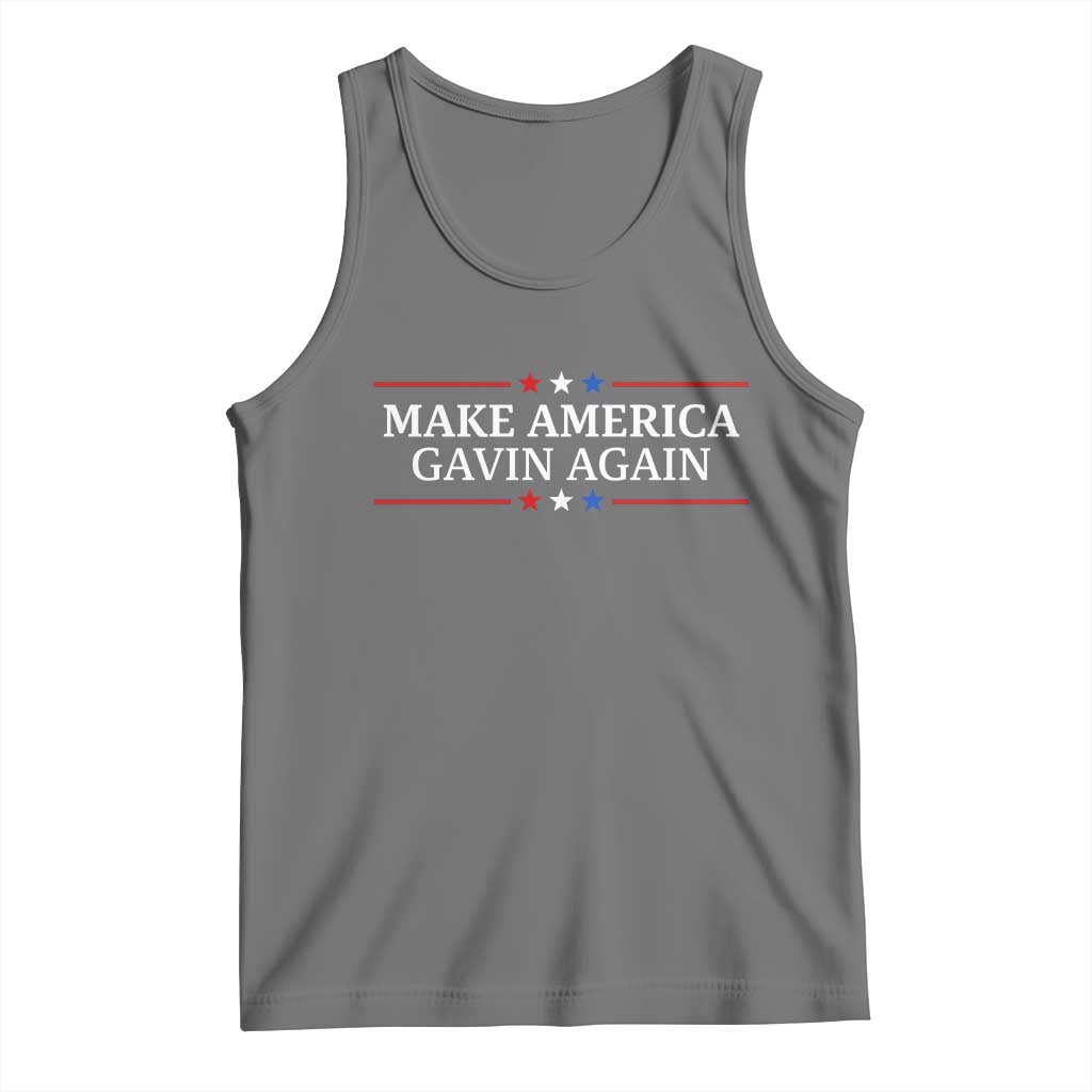 Make America Gavin Again Tank Top Gavin Newsom Support Stars And Stripes TS11 Black Heather Print Your Wear