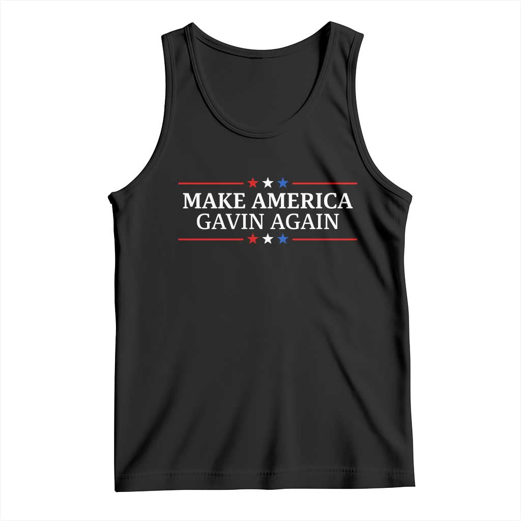 Make America Gavin Again Tank Top Gavin Newsom Support Stars And Stripes TS11 Black Print Your Wear