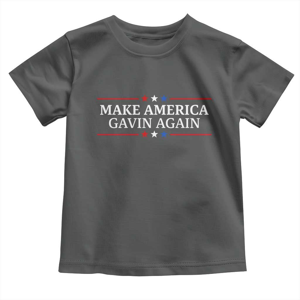 Make America Gavin Again Toddler T Shirt Gavin Newsom Support Stars And Stripes TS11 Dark Heather Print Your Wear