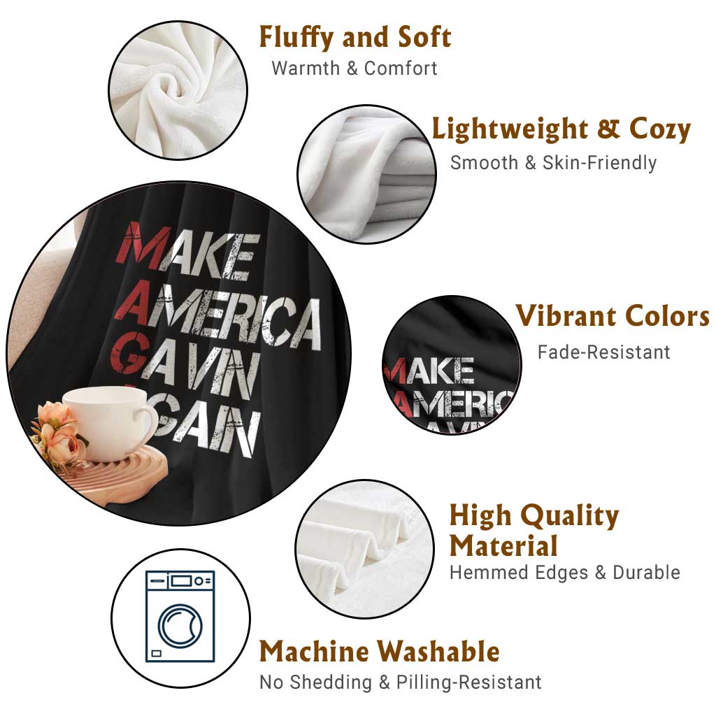 Make America Gavin Again Throw Blanket Gavin Newsom Support TS11 Print Your Wear