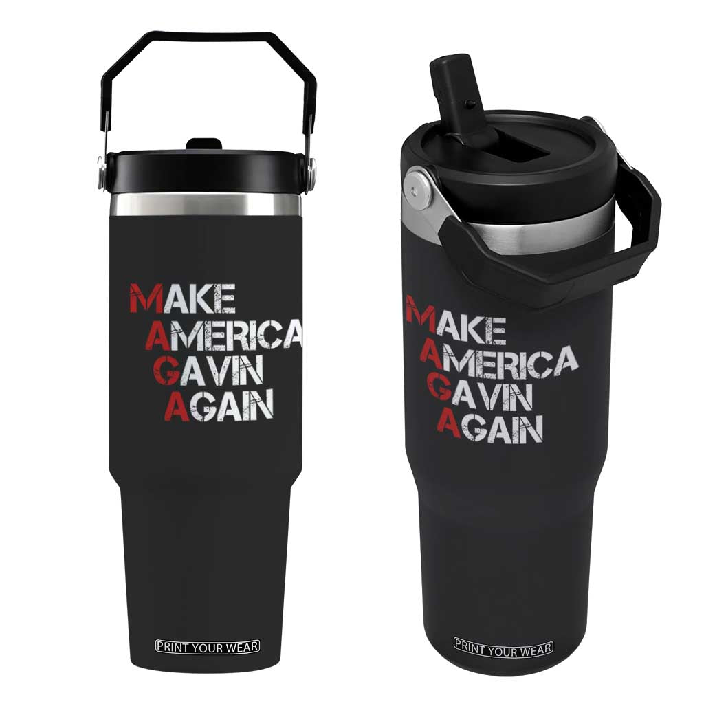 Make America Gavin Again Flip Straw Tumbler Gavin Newsom Support TS11 One Size: 30 oz Black Print Your Wear
