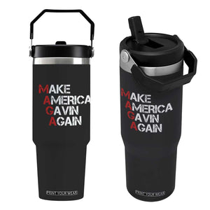 Make America Gavin Again Flip Straw Tumbler Gavin Newsom Support TS11 One Size: 30 oz Black Print Your Wear