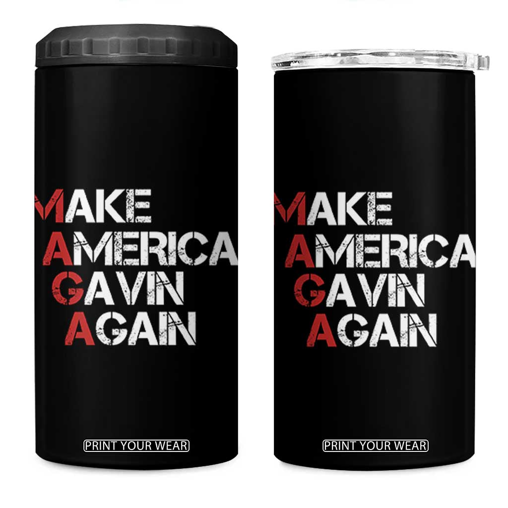 Make America Gavin Again 4 in 1 Can Cooler Tumbler Gavin Newsom Support TS11 One Size: 16 oz Black Print Your Wear