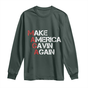Make America Gavin Again Long Sleeve Shirt Gavin Newsom Support TS11 Dark Forest Green Print Your Wear