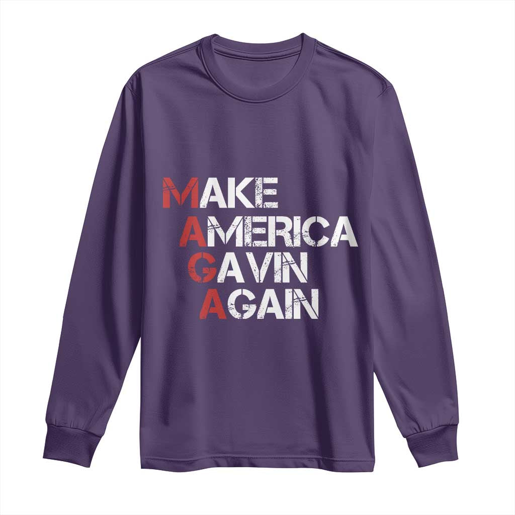 Make America Gavin Again Long Sleeve Shirt Gavin Newsom Support TS11 Purple Print Your Wear