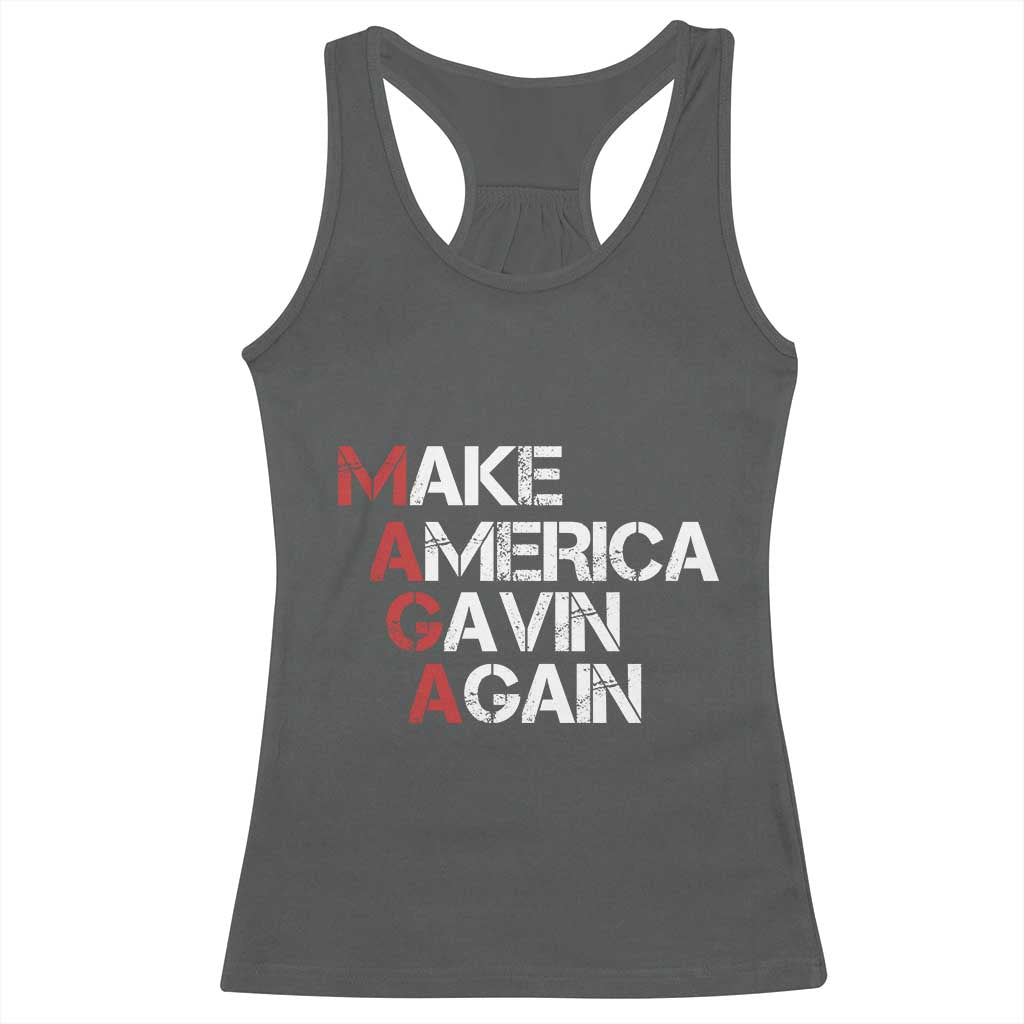 Make America Gavin Again Racerback Tank Top Gavin Newsom Support TS11 Dark Heather Print Your Wear