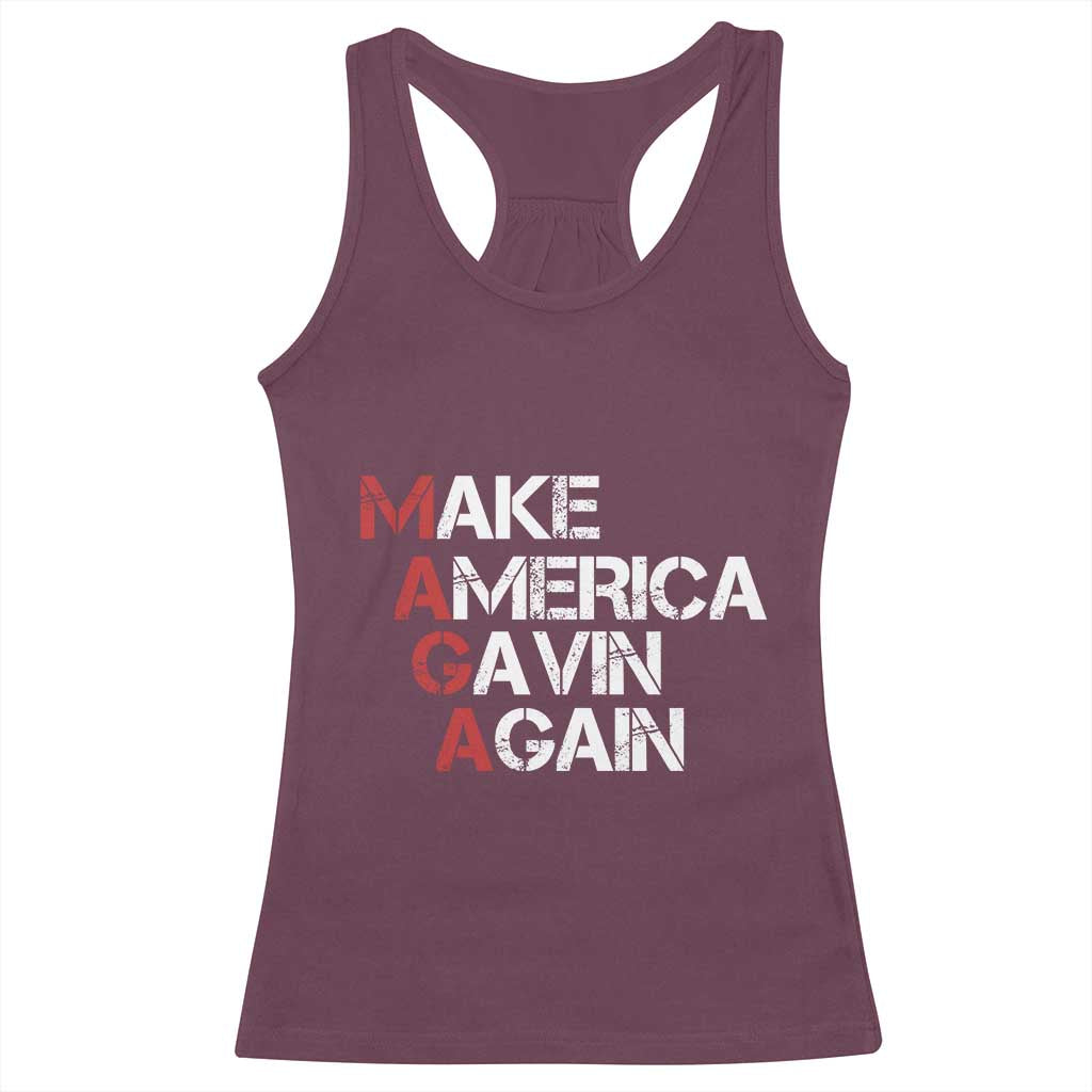 Make America Gavin Again Racerback Tank Top Gavin Newsom Support TS11 Maroon Print Your Wear