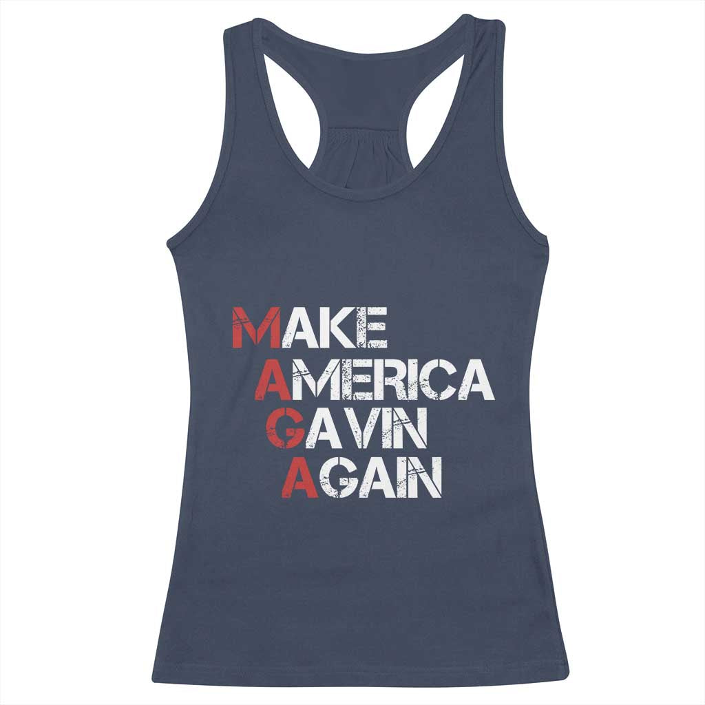 Make America Gavin Again Racerback Tank Top Gavin Newsom Support TS11 Navy Print Your Wear