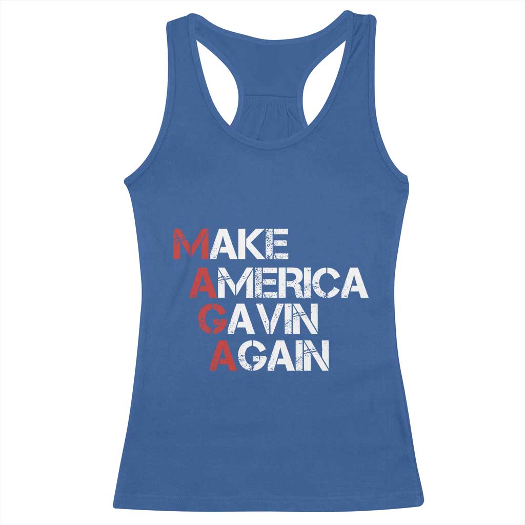 Make America Gavin Again Racerback Tank Top Gavin Newsom Support TS11 Royal Blue Print Your Wear
