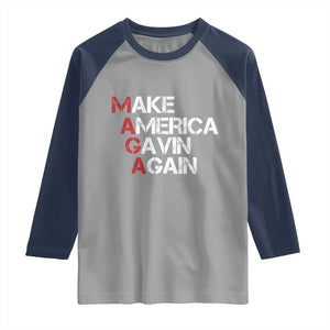 Make America Gavin Again Raglan Shirt Gavin Newsom Support TS11 Sport Gray Navy Print Your Wear