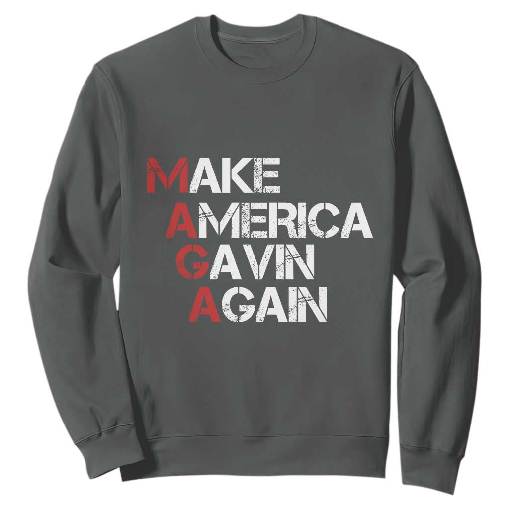 Make America Gavin Again Sweatshirt Gavin Newsom Support TS11 Dark Heather Print Your Wear