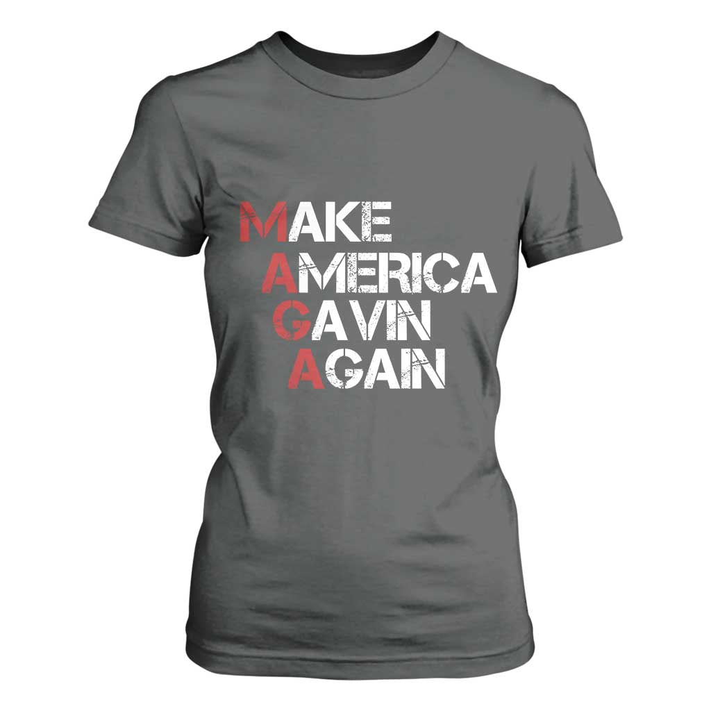 Make America Gavin Again T Shirt For Women Gavin Newsom Support TS11 Dark Heather Print Your Wear