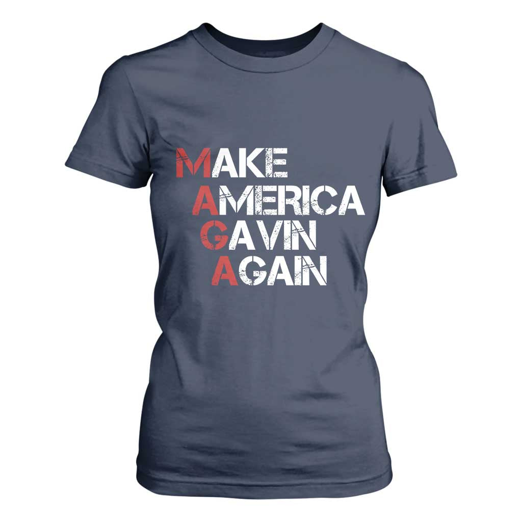 Make America Gavin Again T Shirt For Women Gavin Newsom Support TS11 Navy Print Your Wear