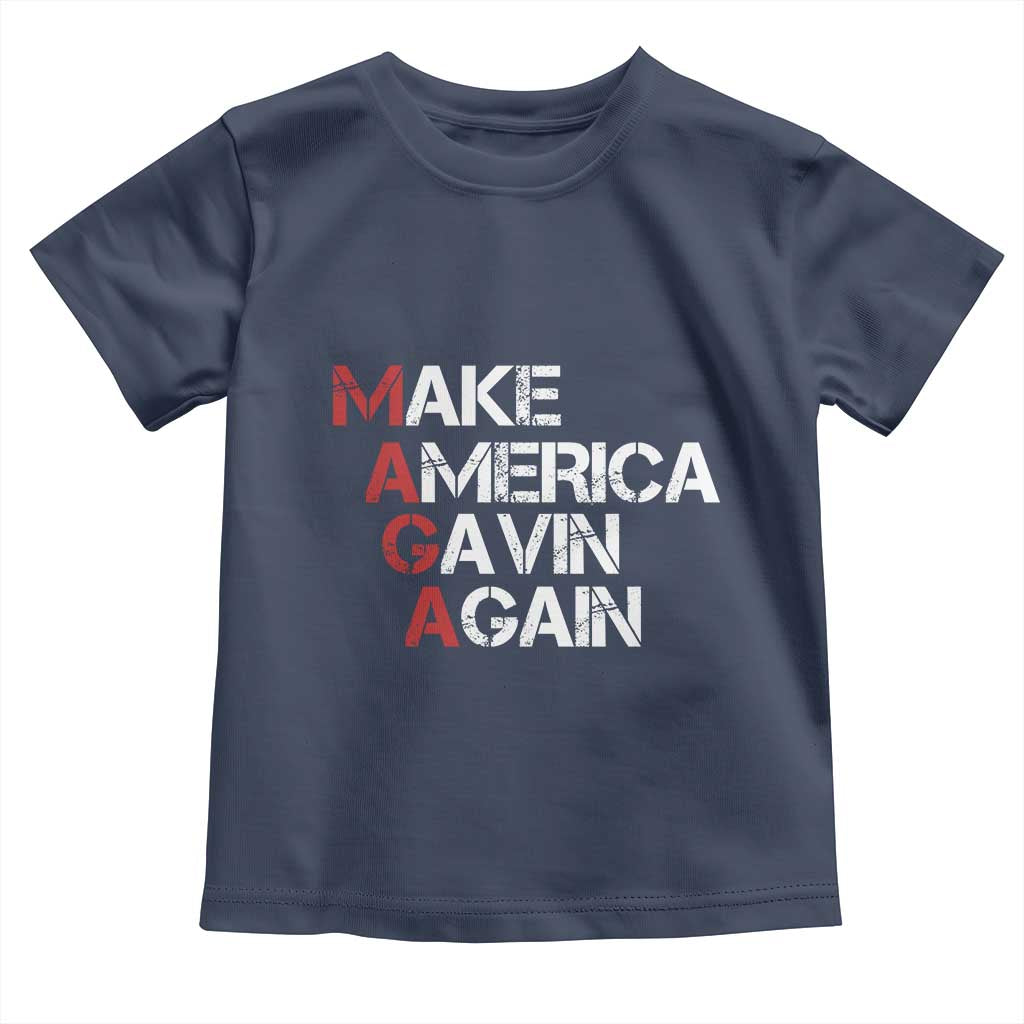 Make America Gavin Again Toddler T Shirt Gavin Newsom Support TS11 Navy Print Your Wear