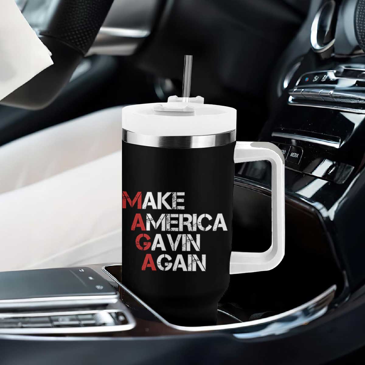 Make America Gavin Again Tumbler With Handle Gavin Newsom Support TS11 Print Your Wear