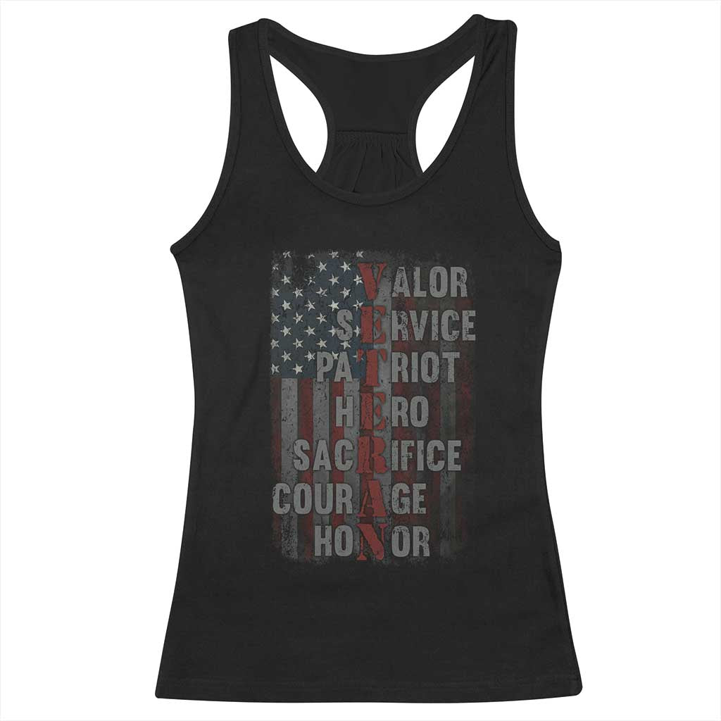 Veterans Valor Service Patriot Hero Sacrifice Courage Honor Racerback Tank Top American Flag TS11 Black Print Your Wear