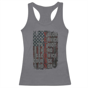 Veterans Valor Service Patriot Hero Sacrifice Courage Honor Racerback Tank Top American Flag TS11 Charcoal Print Your Wear