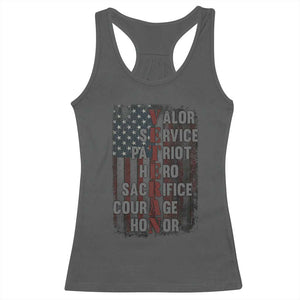 Veterans Valor Service Patriot Hero Sacrifice Courage Honor Racerback Tank Top American Flag TS11 Dark Heather Print Your Wear