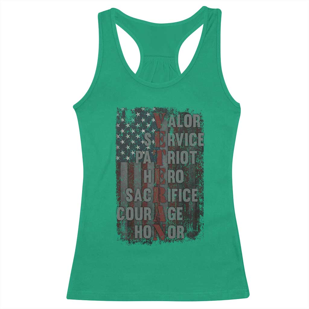 Veterans Valor Service Patriot Hero Sacrifice Courage Honor Racerback Tank Top American Flag TS11 Irish Green Print Your Wear