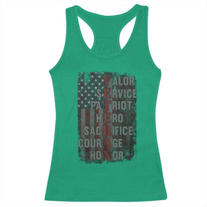 Veterans Valor Service Patriot Hero Sacrifice Courage Honor Racerback Tank Top American Flag TS11 Irish Green Print Your Wear