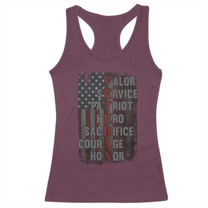 Veterans Valor Service Patriot Hero Sacrifice Courage Honor Racerback Tank Top American Flag TS11 Maroon Print Your Wear