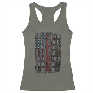 Veterans Valor Service Patriot Hero Sacrifice Courage Honor Racerback Tank Top American Flag TS11 Military Green Print Your Wear