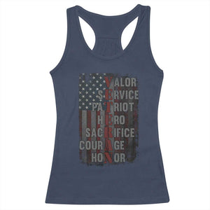 Veterans Valor Service Patriot Hero Sacrifice Courage Honor Racerback Tank Top American Flag TS11 Navy Print Your Wear