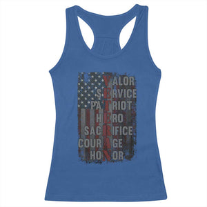 Veterans Valor Service Patriot Hero Sacrifice Courage Honor Racerback Tank Top American Flag TS11 Royal Blue Print Your Wear