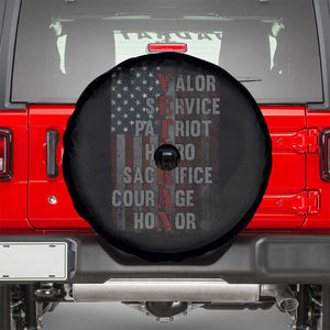Veterans Valor Service Patriot Hero Sacrifice Courage Honor Spare Tire Cover American Flag TS11 Black Print Your Wear