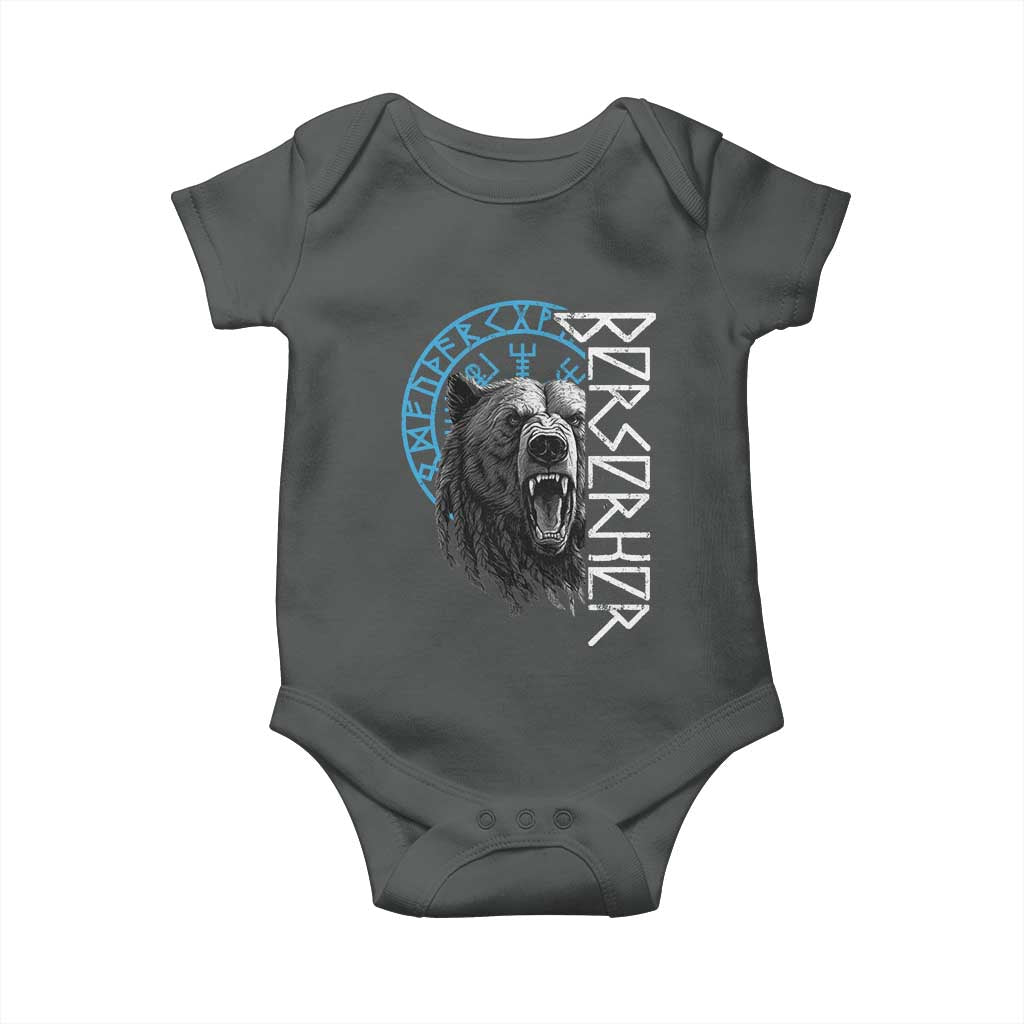 Viking Berserker Bear Warrior Odin Runes Nordic Compass Baby Onesie TS11 Dark Heather Print Your Wear