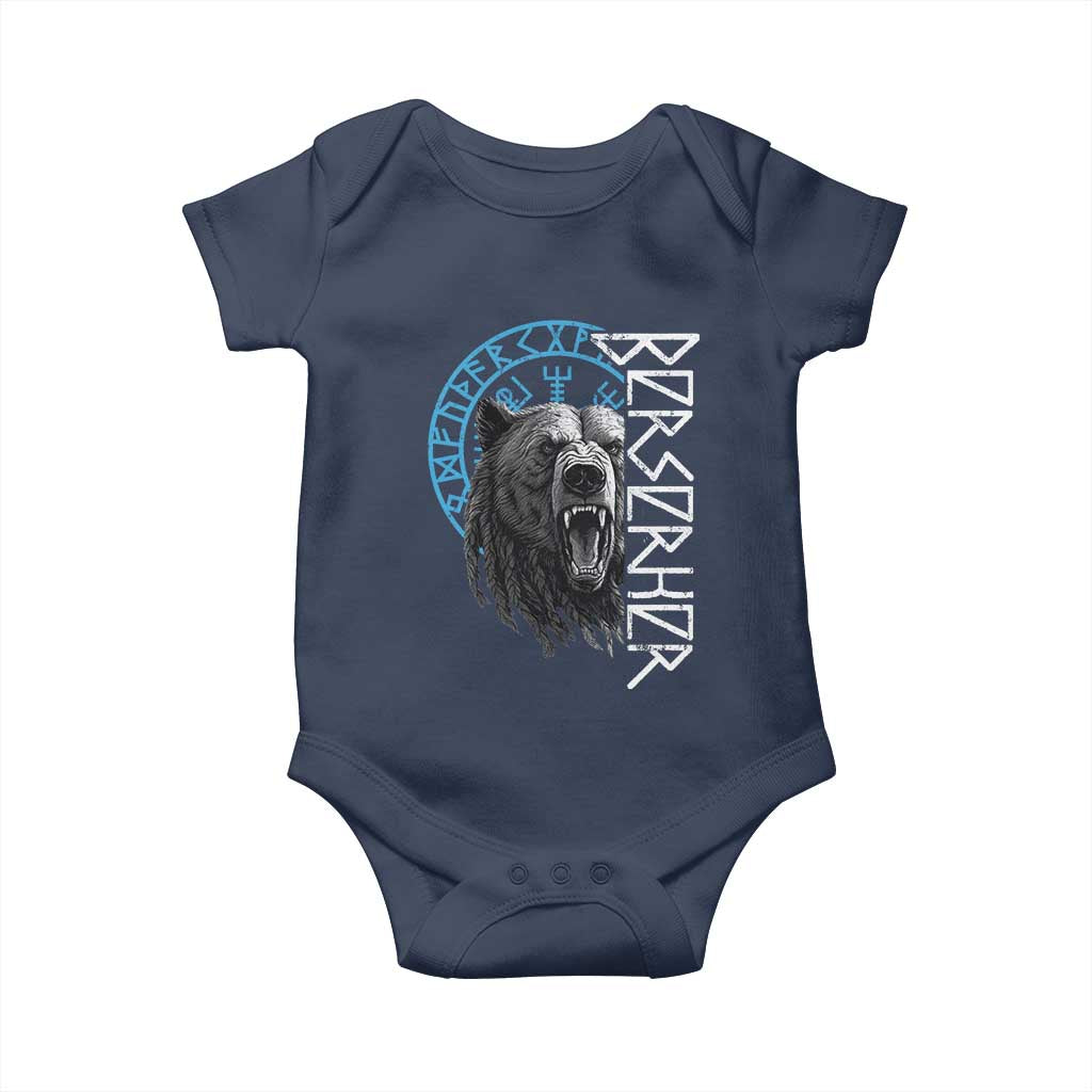 Viking Berserker Bear Warrior Odin Runes Nordic Compass Baby Onesie TS11 Navy Print Your Wear