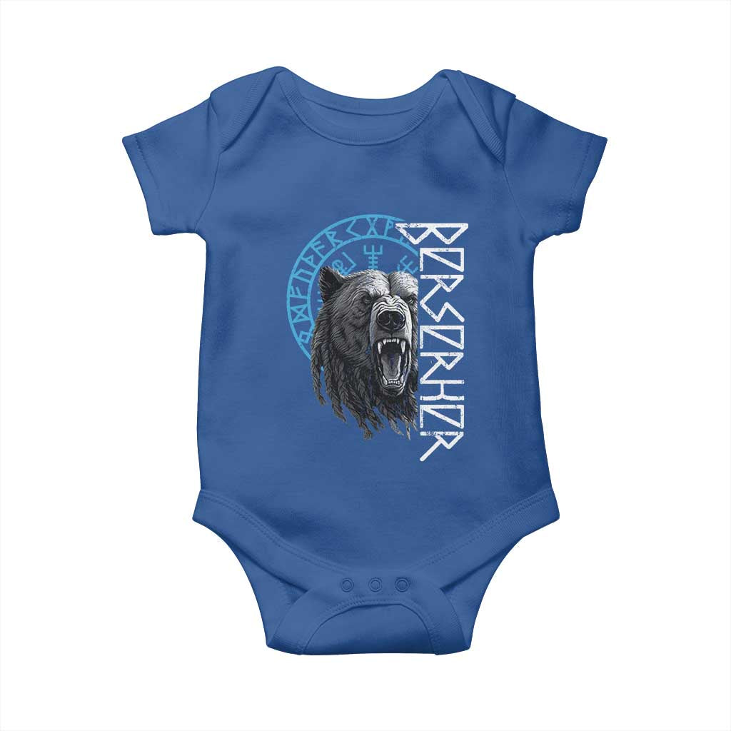 Viking Berserker Bear Warrior Odin Runes Nordic Compass Baby Onesie TS11 Royal Blue Print Your Wear