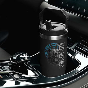 Viking Berserker Bear Warrior Odin Runes Nordic Compass Flip Straw Tumbler TS11 Print Your Wear