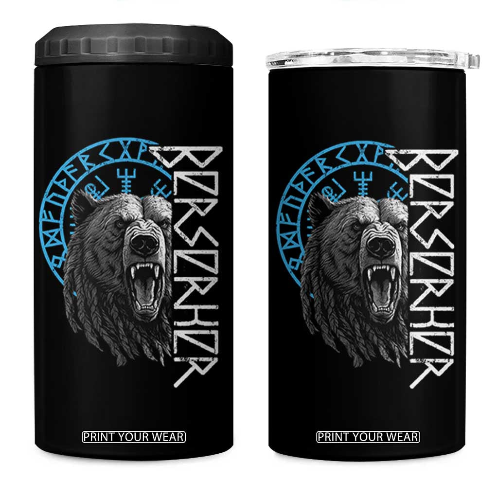 Viking Berserker Bear Warrior Odin Runes Nordic Compass 4 in 1 Can Cooler Tumbler TS11 One Size: 16 oz Black Print Your Wear