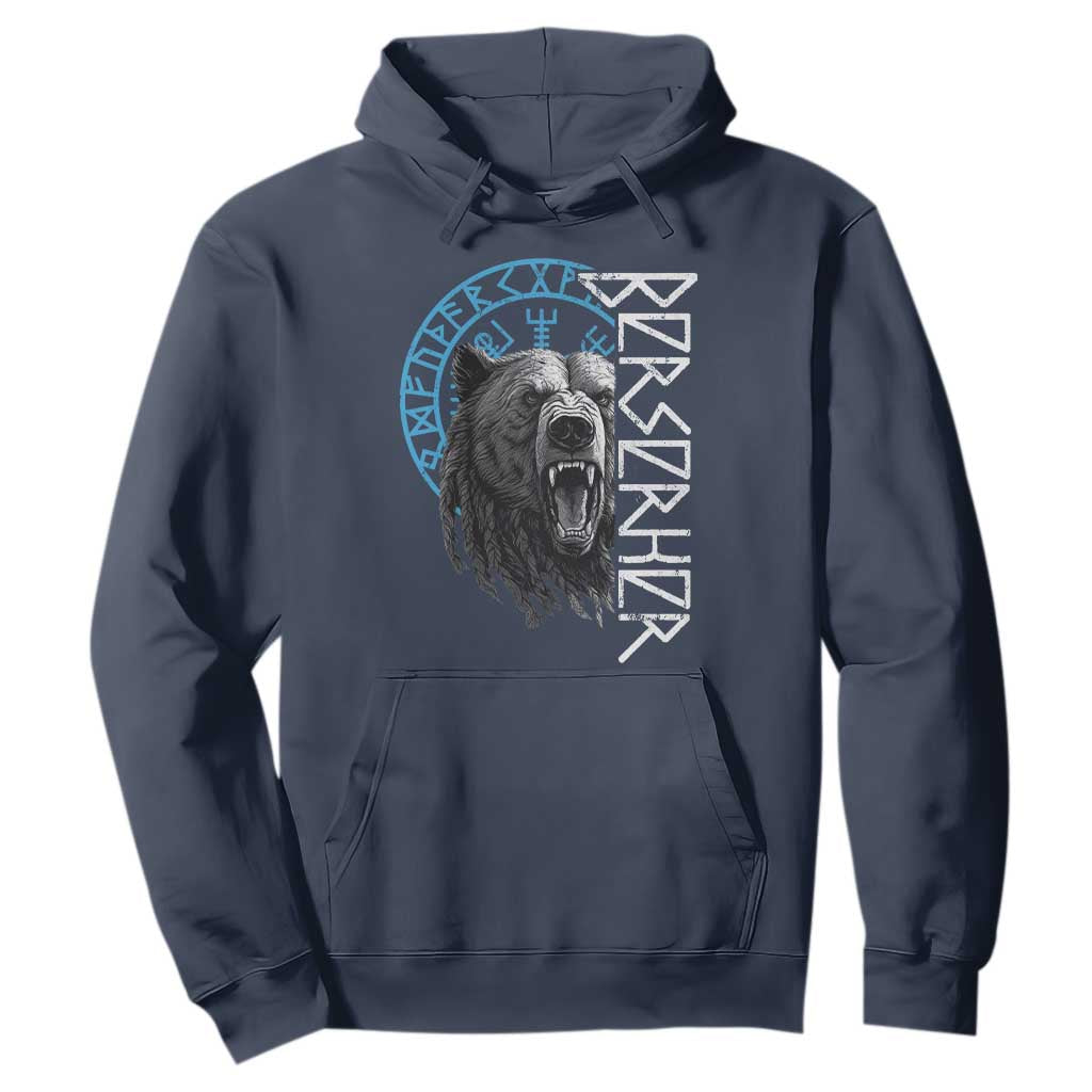 Viking Berserker Bear Warrior Odin Runes Nordic Compass Hoodie TS11 Navy Print Your Wear