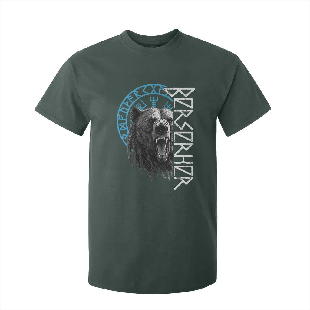 Viking Berserker Bear Warrior Odin Runes Nordic Compass T Shirt For Kid TS11 Dark Forest Green Print Your Wear