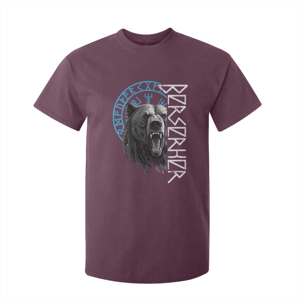 Viking Berserker Bear Warrior Odin Runes Nordic Compass T Shirt For Kid TS11 Maroon Print Your Wear